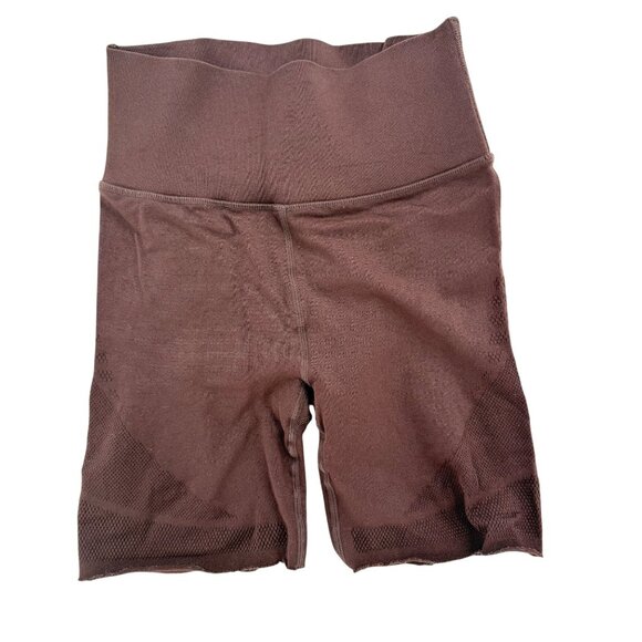 Sculptknit High Waist Mesh Workout Shorts Brown Nylon Spandex Athletic, S - Picture 1 of 7